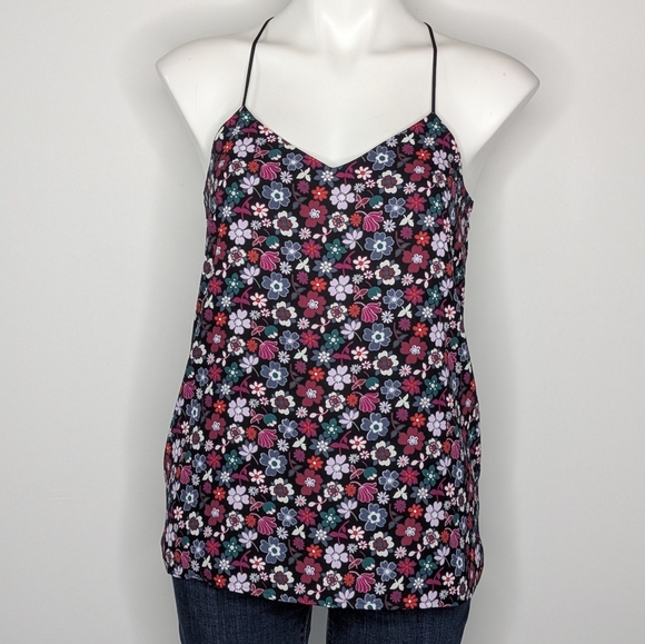 Express Barcelona Black Purple Blue Floral Reversible Cami S - Picture 1 of 6